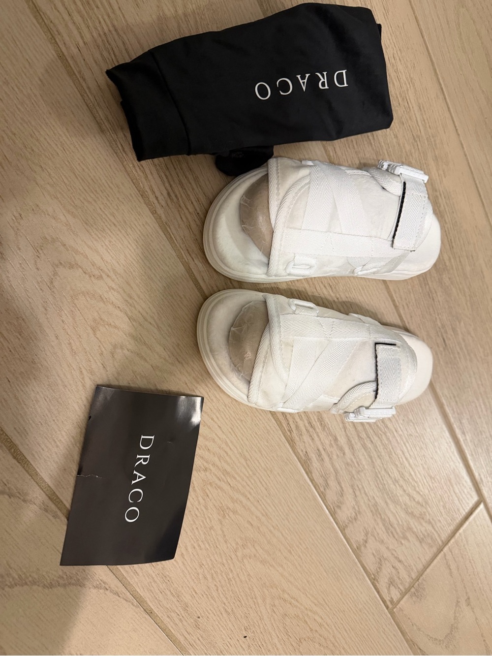 DRACO White mens slides with Cushioned Straps